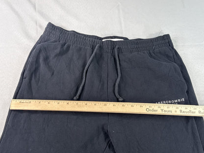 Abercrombie Fitch Joggers L Black Cotton Blend Fleece Elastic Waist Unisex