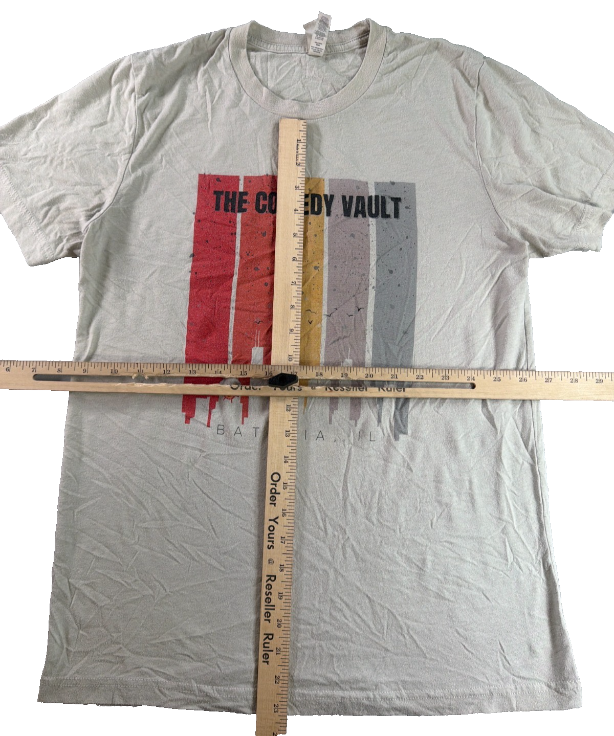 Bella Canvas Comedy Vault Batavia IL Skyline Graphic Tee Unisex Medium Cream