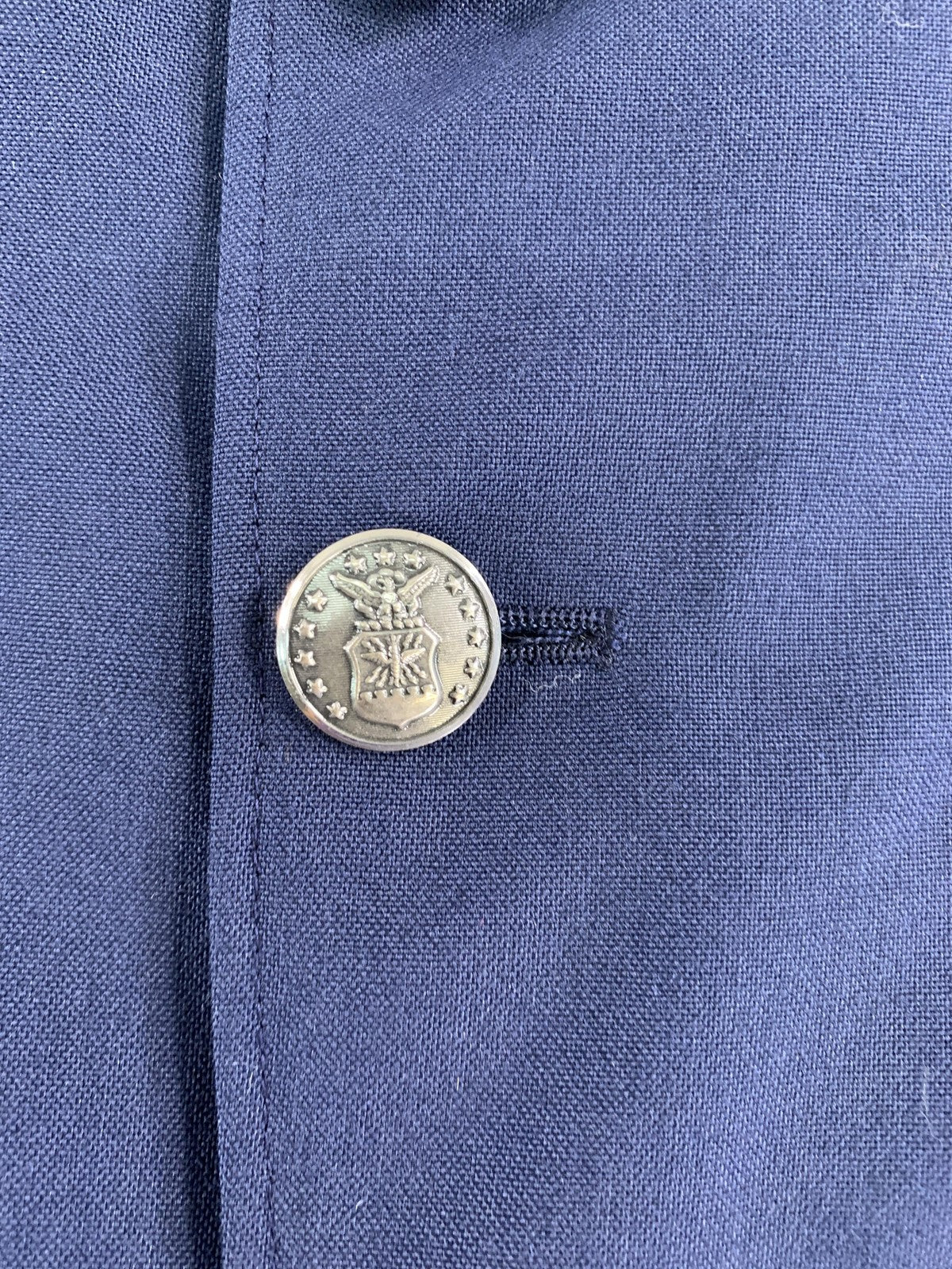 US Air Force Service Dress Jacket Mens 40R Blue 4-Pocket Silver Buttons Uniform