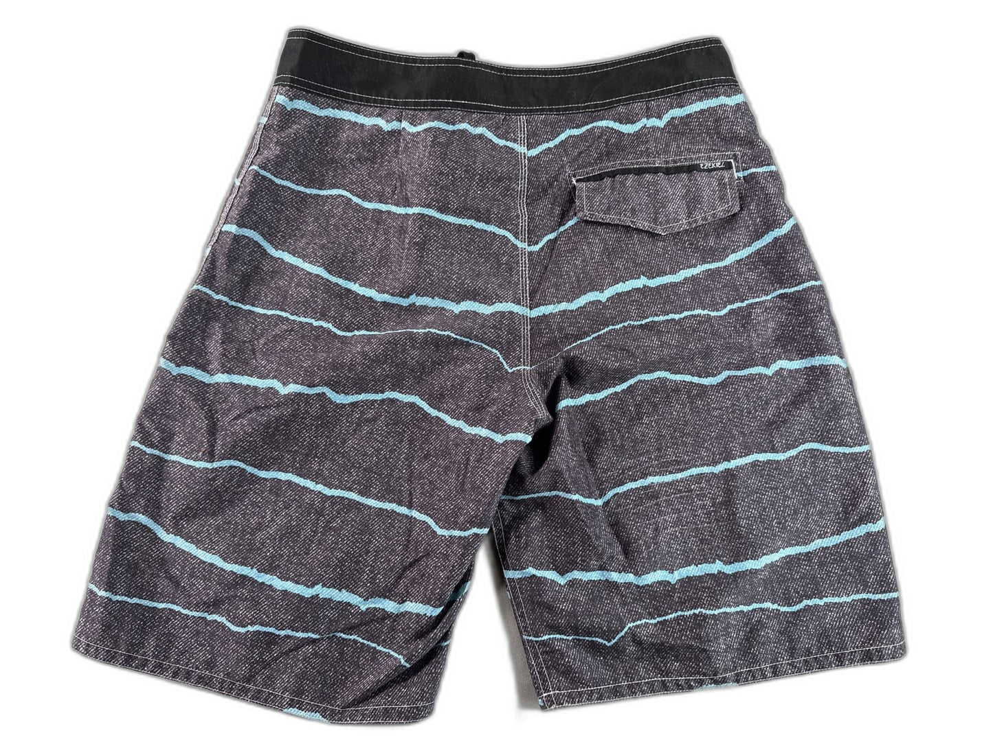 EZEKIEL ER113066B Board Shorts 32 Black Striped 100% POLYESTER Regular Fit