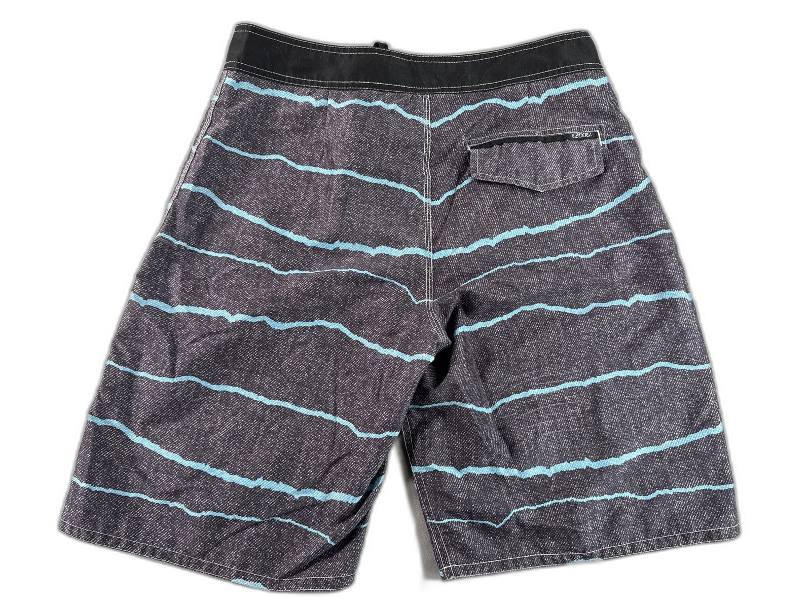 EZEKIEL ER113066B Board Shorts 32 Black Striped 100% POLYESTER Regular Fit