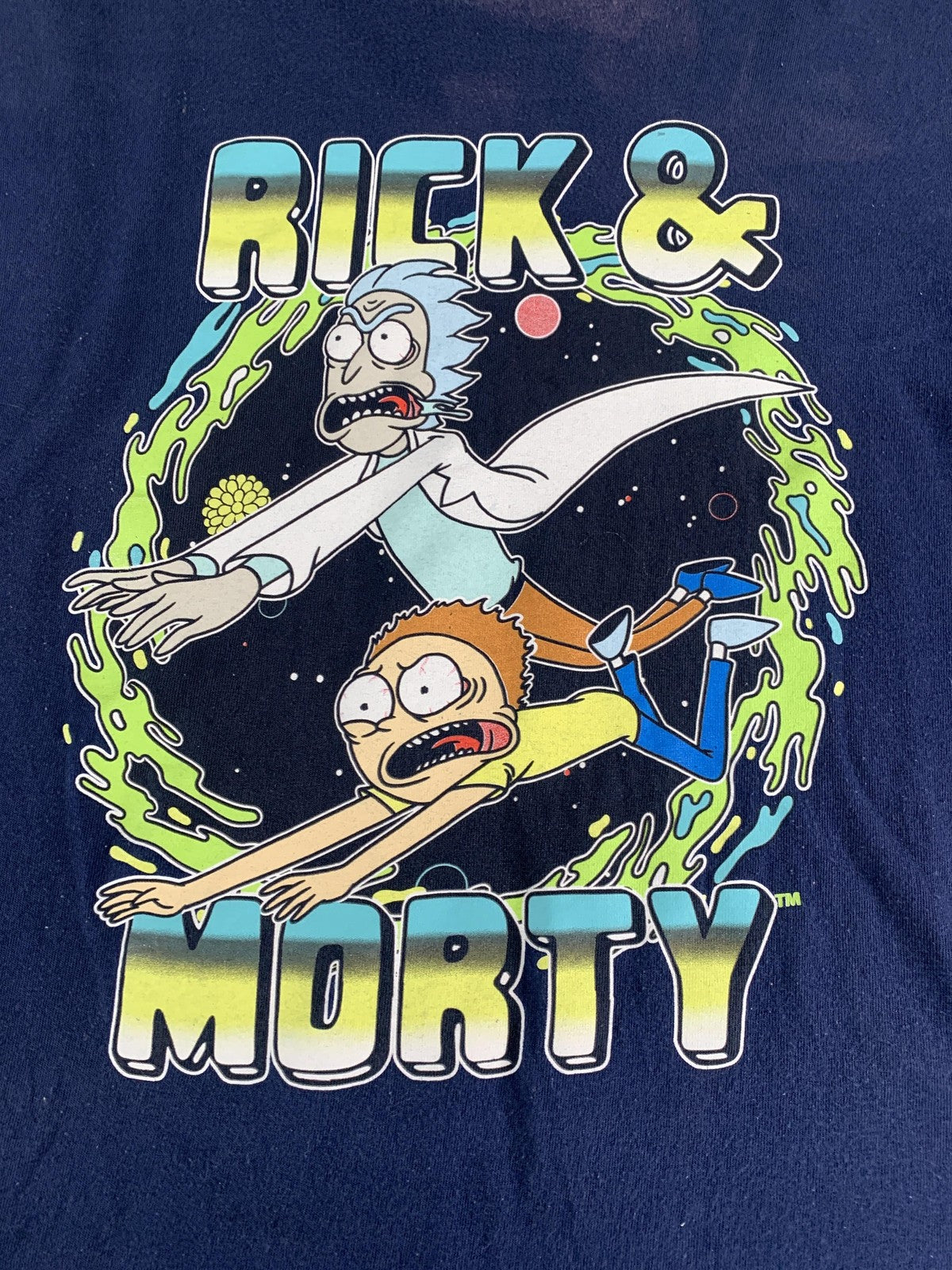 Rick and Morty Shirt Mens XL Blue Cartoon Graphic Tee Adult Portal Comedy Show