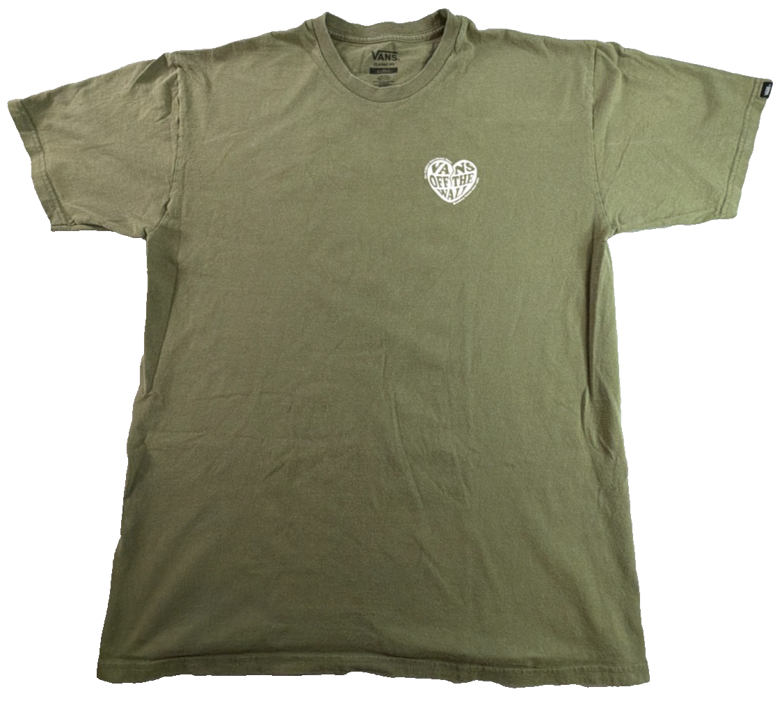Vans Off The Wall Mens XL Olive Green Club Heartbreak No Players Allowed Tee