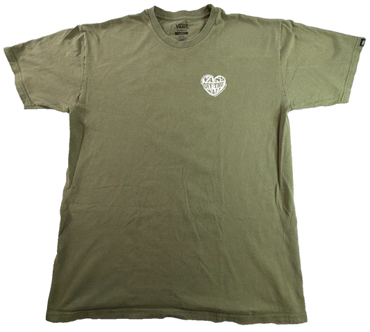 Vans Off The Wall Mens XL Olive Green Club Heartbreak No Players Allowed Tee