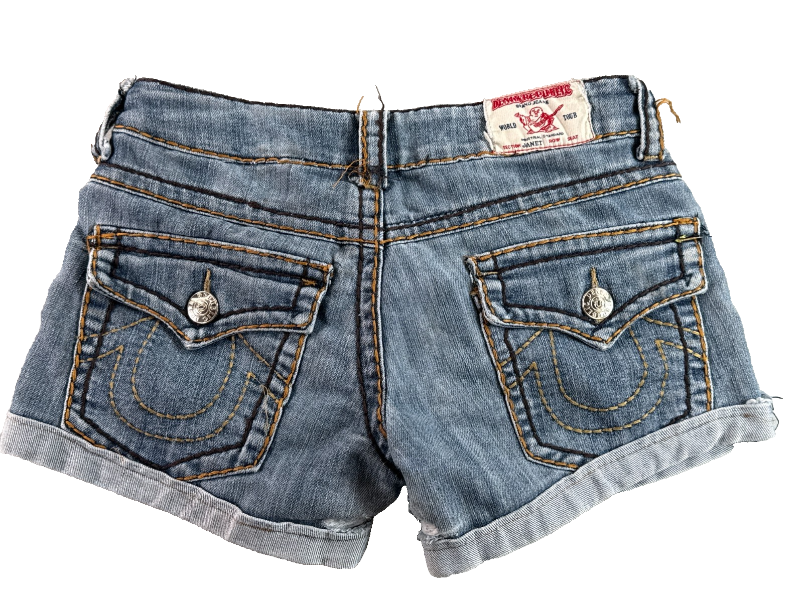 True Religion Girls Denim Shorts Size 11/12 Blue Stretch Cuffed Jean Shorts