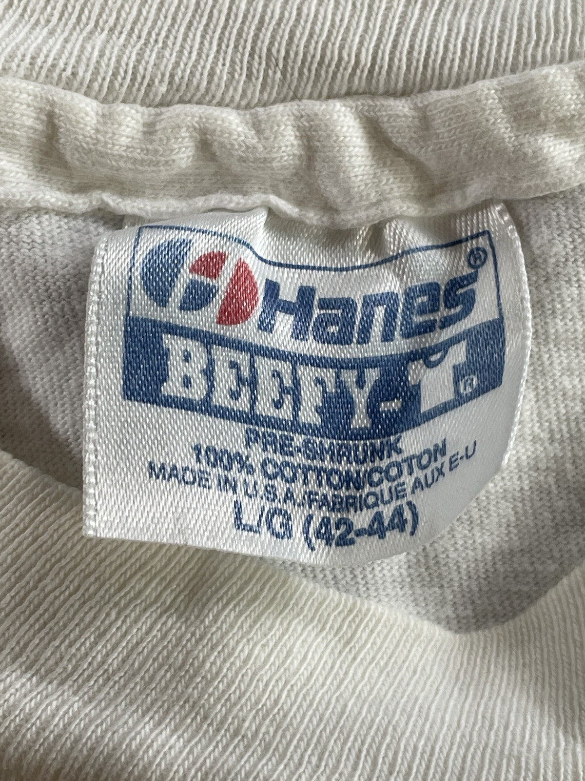 Vintage Hanes Shirt Mens Large White Christmas Tree Graphic Holiday 90s USA Made
