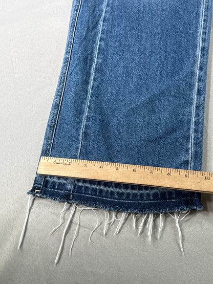 High Waist Wide Leg Jeans Womens S Baggy Frayed Hem Medium Wash Blue Denim SEMIR