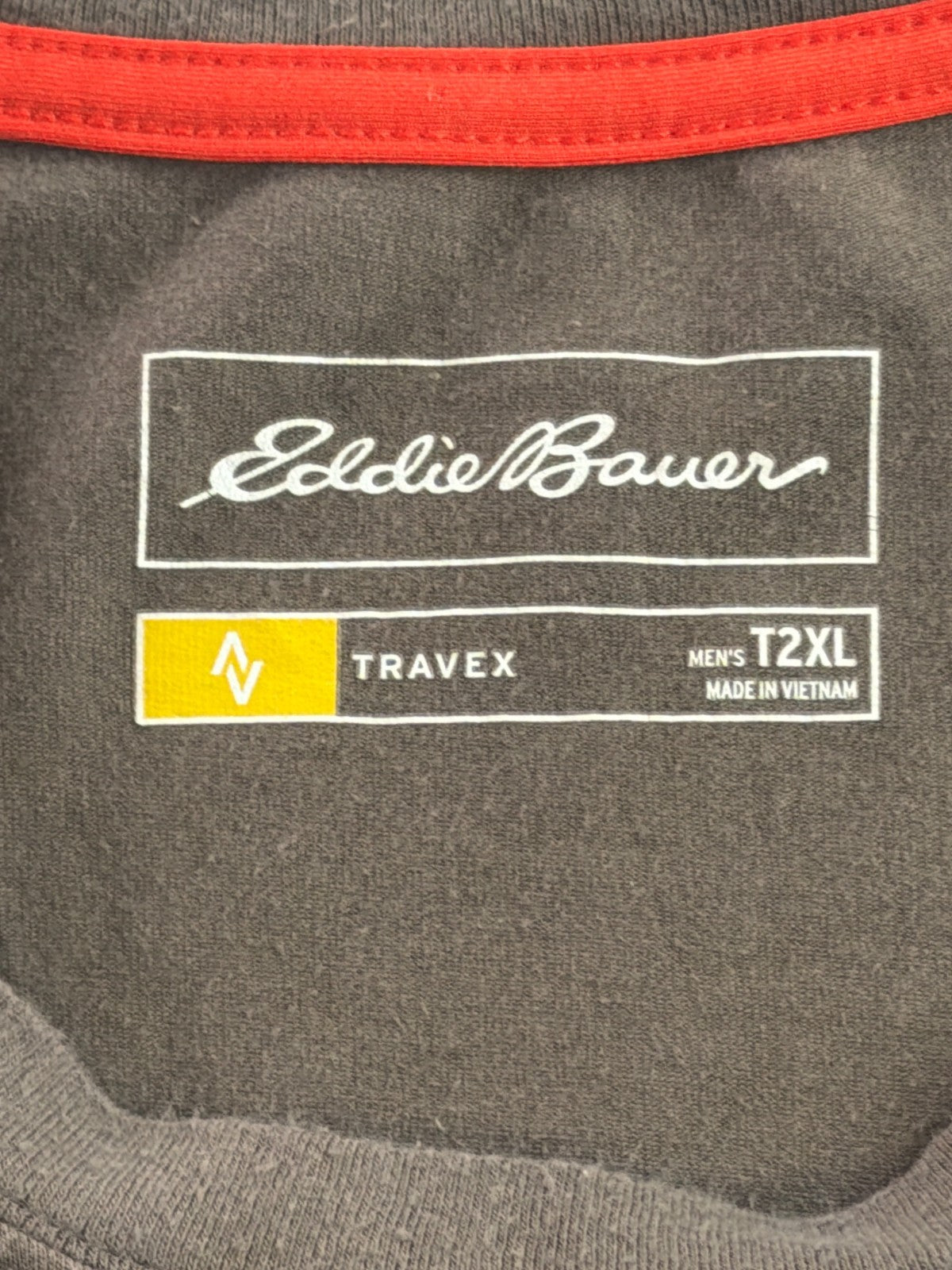 Eddie Bauer Travex Mens T2XL Tall 2XL Brown Long Sleeve Crew Tee Shirt Hiking