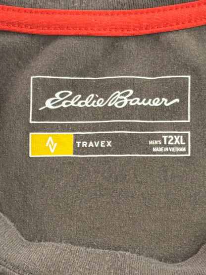 Eddie Bauer Travex Mens T2XL Tall 2XL Brown Long Sleeve Crew Tee Shirt Hiking