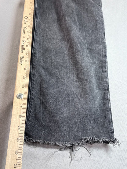 Old Navy O.G. Loose Black Gray Distressed Jeans Cropped Raw Hem Womens 10