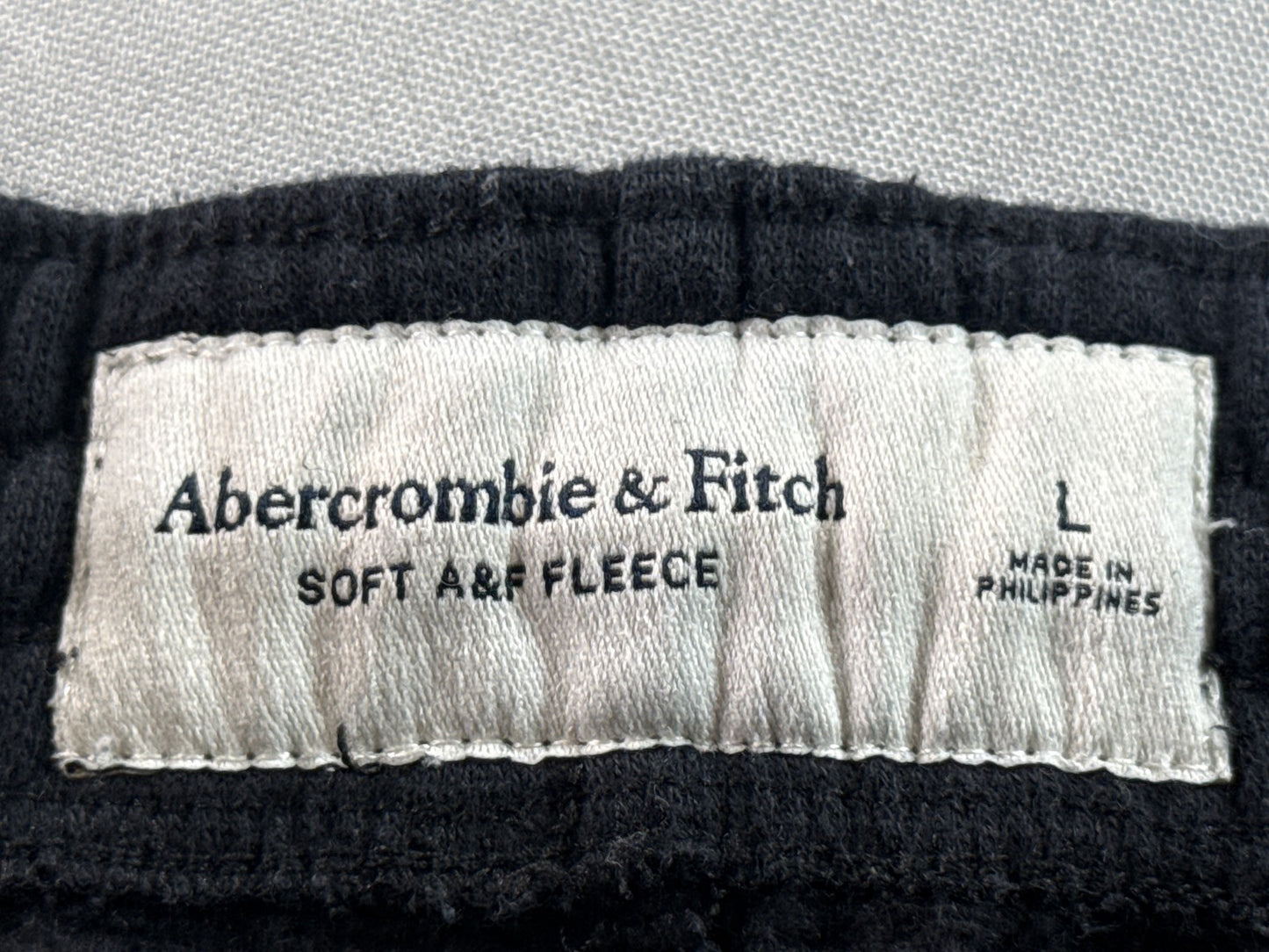 Abercrombie Fitch Joggers L Black Cotton Blend Fleece Elastic Waist Unisex