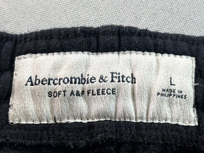 Abercrombie Fitch Joggers L Black Cotton Blend Fleece Elastic Waist Unisex