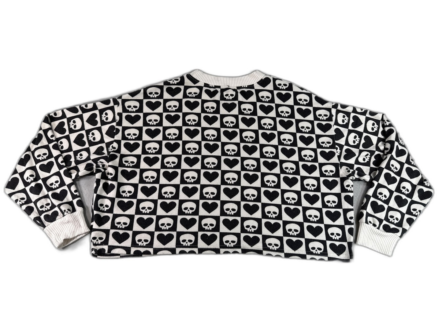 American Eagle Skull Kawaii Sweater M Black White Polyester Elastane Pullover