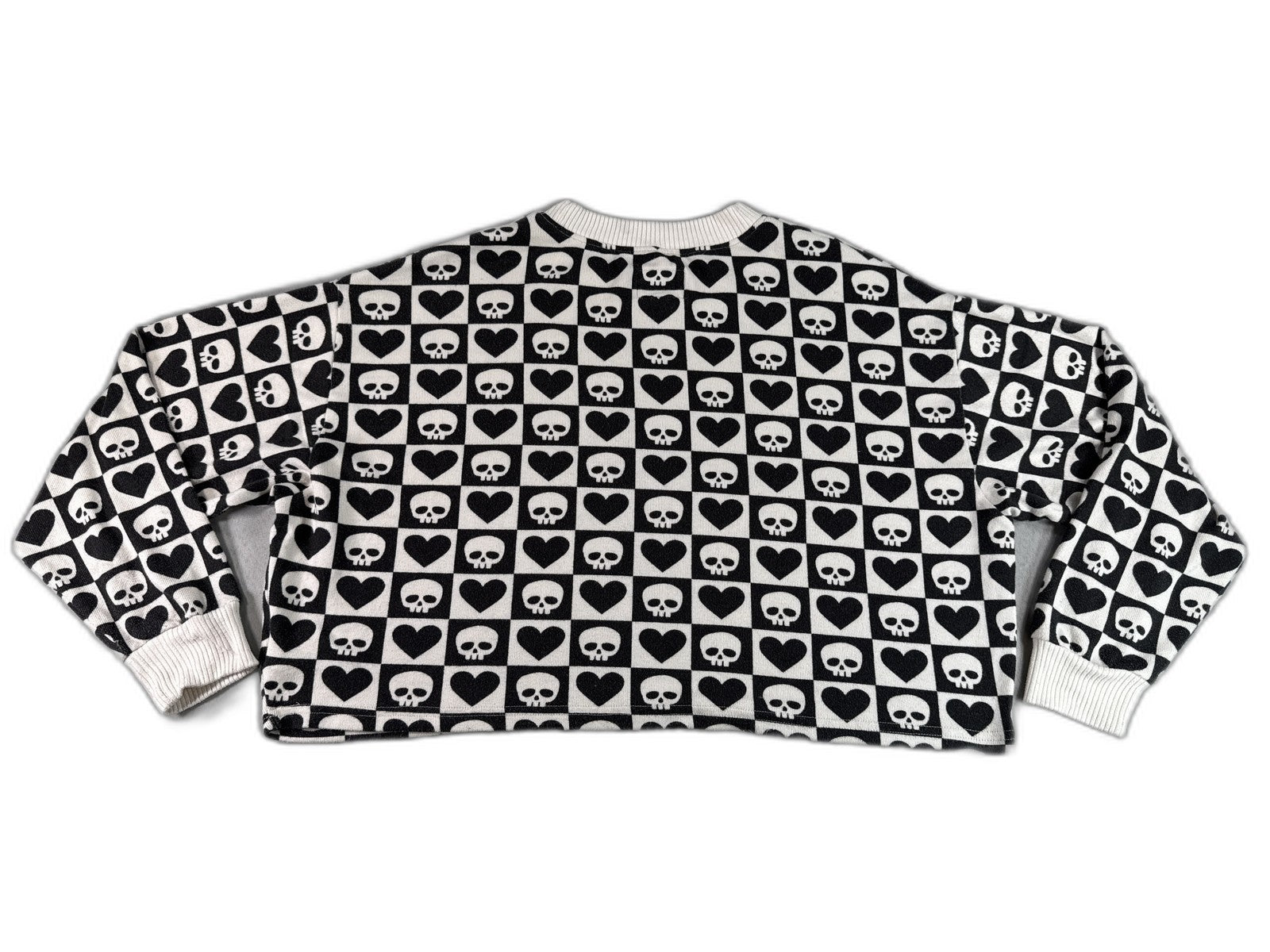 American Eagle Skull Kawaii Sweater M Black White Polyester Elastane Pullover