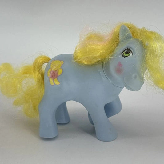 Blue Cuddles My Little Pony G1 1984 Magic Message Hasbro Vintage With Bear White