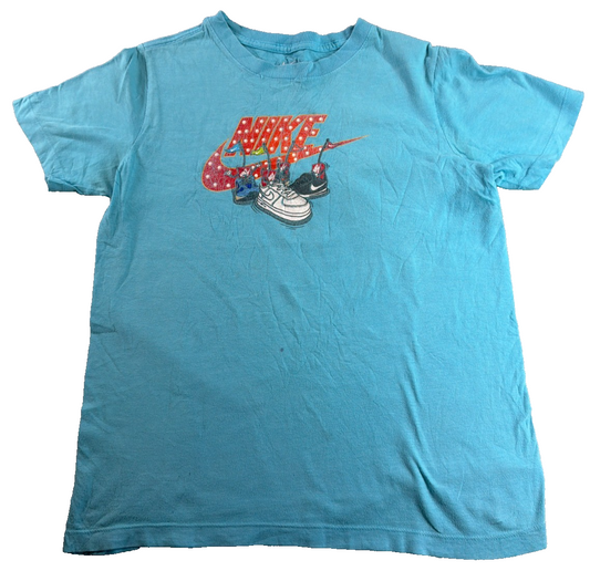 Nike Graphic T Shirt Womens Large Blue Sneaker Print Logo Short Sleeve Tee NWT