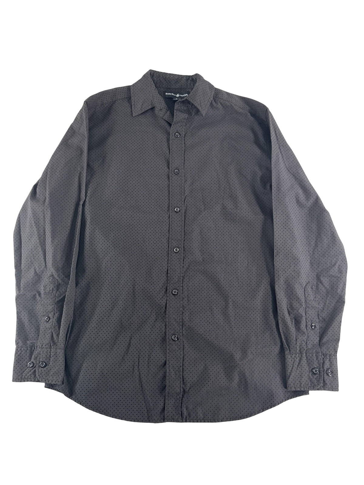 Beverly Hills Polo Club Shirt Mens Small Black Dot Long Sleeve Button Up Dress