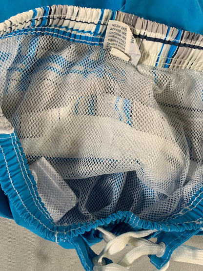 SeaWorld Swim Trunks XL Blue Gray Plaid Board Shorts Mesh Lined 18" Outseam