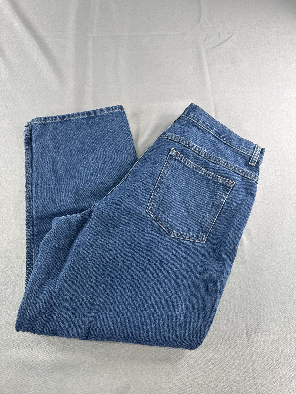 LL Bean Jeans Womens 20 Petite Blue Original Fit Relaxed Straight Denim Pants