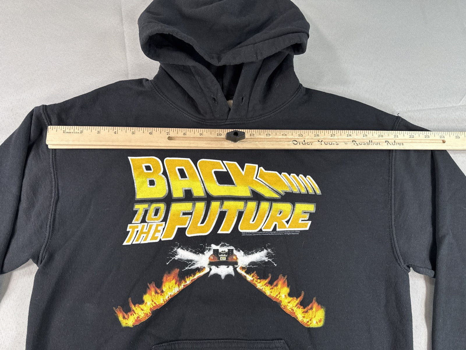 GILDAN Back to the Future Hoodie M Black Cotton Pullover Graphic Long