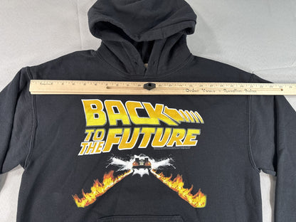 GILDAN Back to the Future Hoodie M Black Cotton Pullover Graphic Long