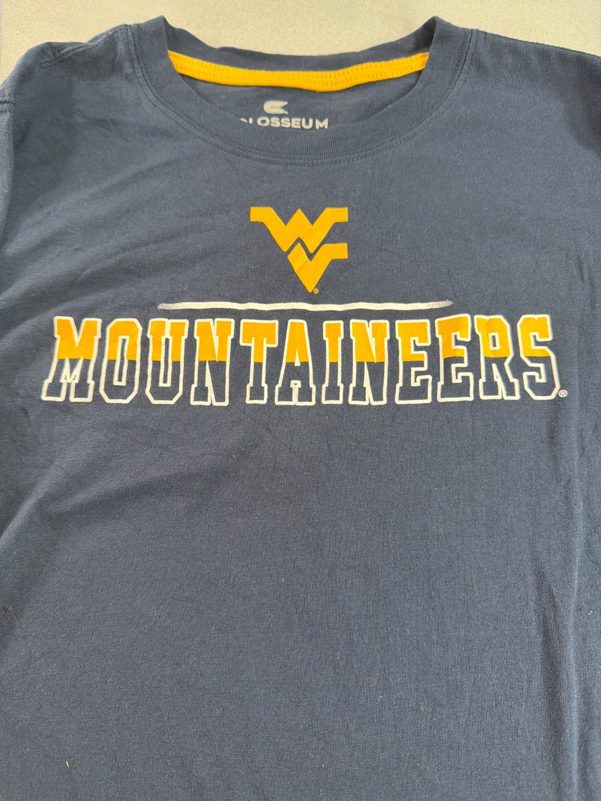 West Virginia Mountaineers Long Sleeve T-Shirt Youth L 16-18 Colosseum Navy WVU