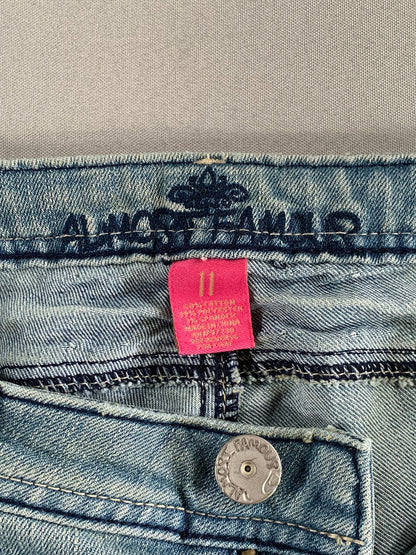 Almost Famous Jeans Size 11 Distressed Crop Cuffed Light Wash Denim Y2K Style