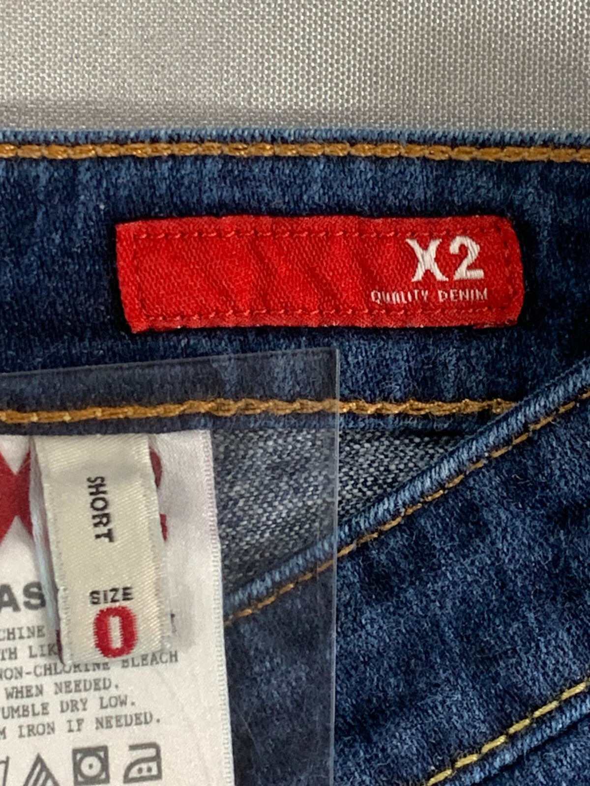 X2 Slim W10 Low Rise Flare Jeans Dark Wash Stretch Bootcut Embroidered Pocket