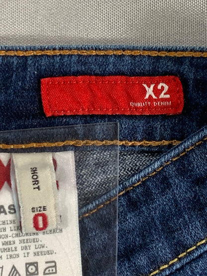 X2 Slim W10 Low Rise Flare Jeans Dark Wash Stretch Bootcut Embroidered Pocket