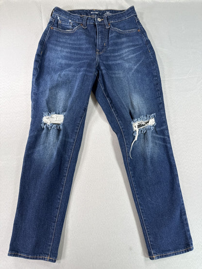 Old Navy Distressed Ripped Jeans Womens Blue Denim Mid Rise Skinny Stretch Rips