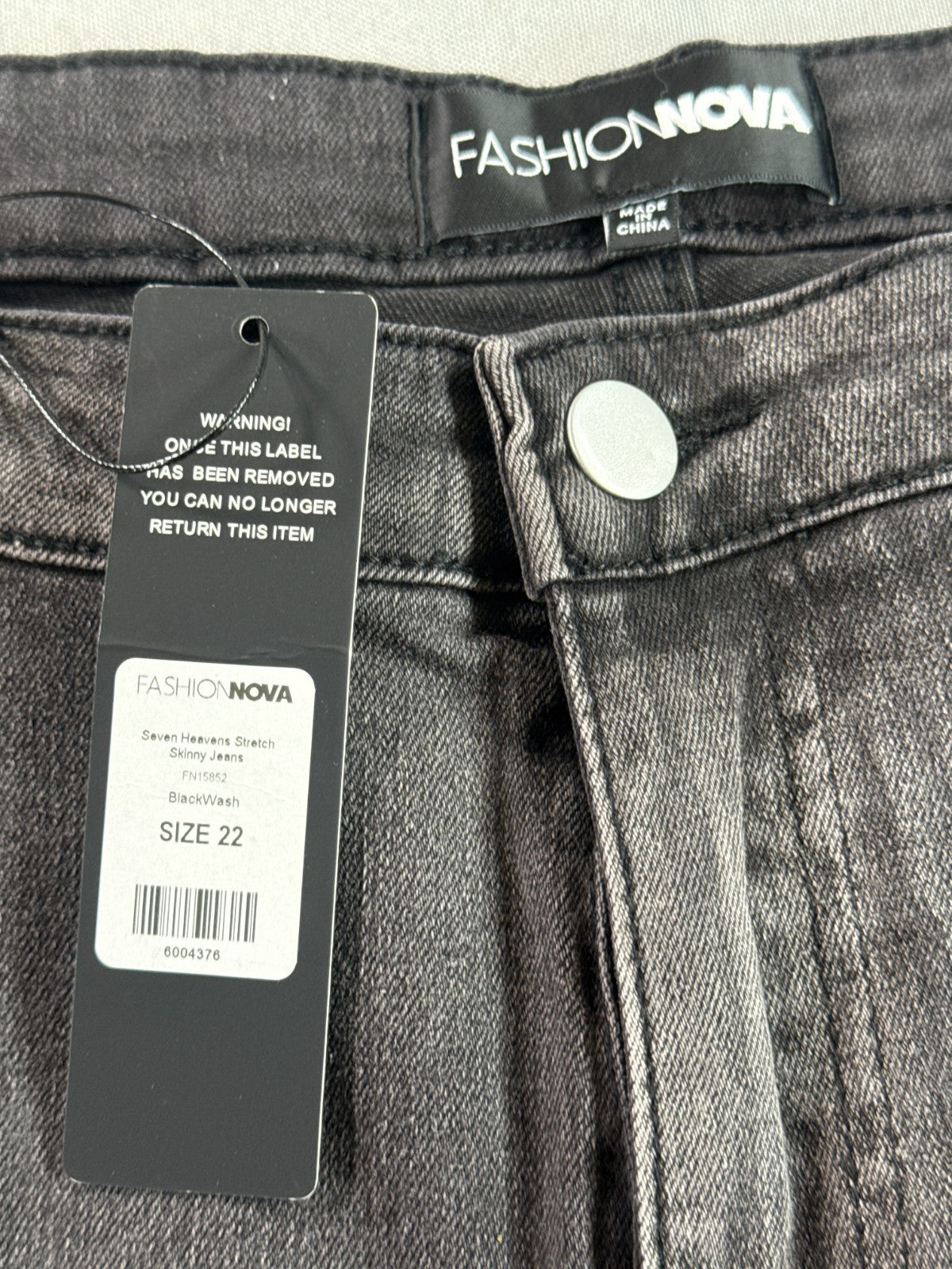 Fashion Nova Plus Skinny Jeans Womens 22 Black Wash Distressed Stretch Denim