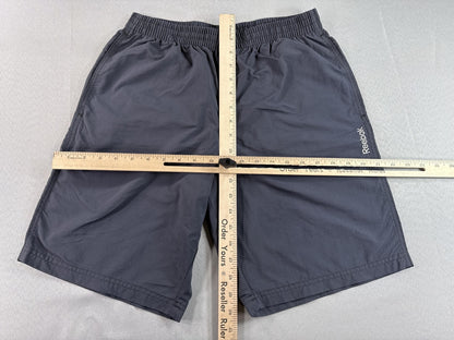 Reebok Athletic Shorts Mens Gray Polyester Relaxed Fit Elastic Waist Logo Fleece