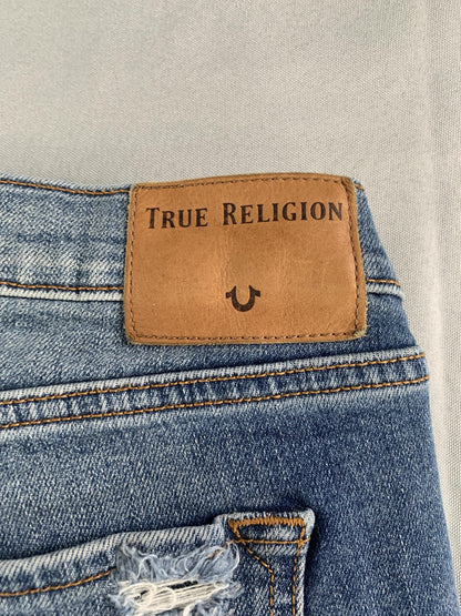 True Religion Jeans Womens 27 Sara Cigarette Distressed Zipper Hem Frayed Edge D