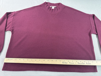 Victoria's Secret Maroon Pullover Sweater Womens Long Sleeve Ribbed Retro M Knit