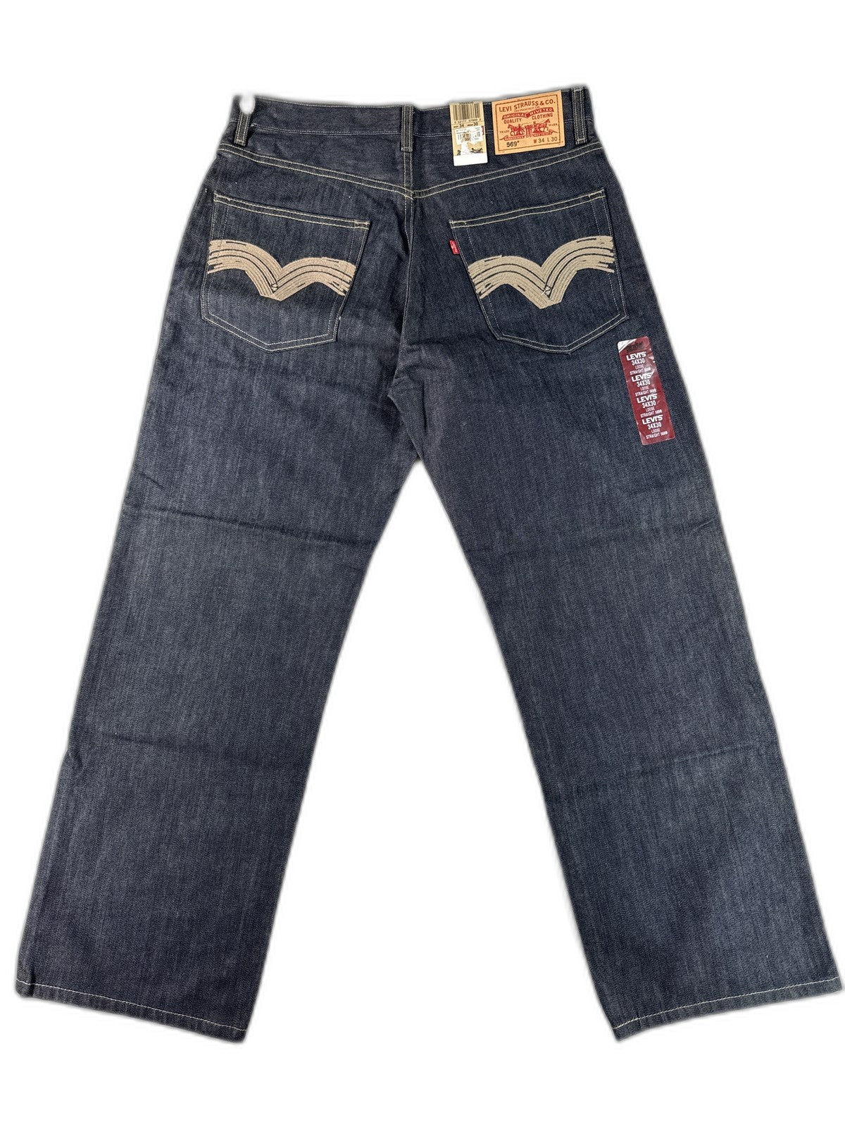 Levi's 569 Straight Leg Dark Wash Denim Jeans W34 L30 100% Cotton New Tags Mid