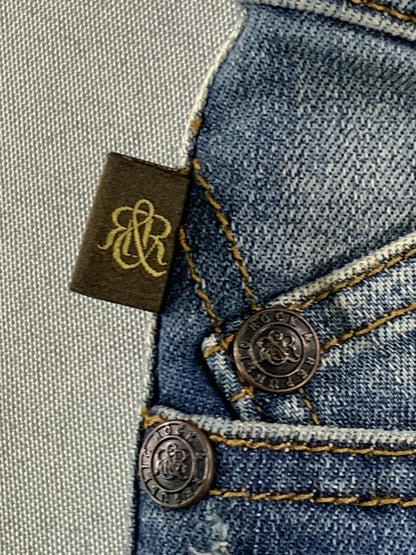 Rock & Republic Jeans Womens 0 Blue Skinny Distressed Stretch Denim Rhinestone