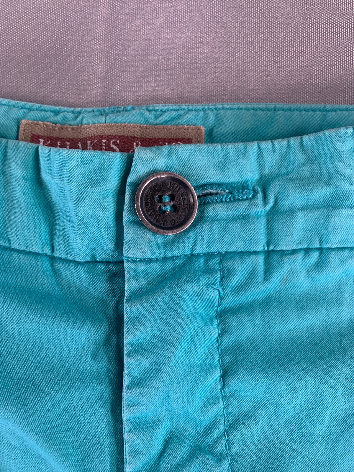 Khakis & Co Womens Chino Shorts Sz 12 Aqua Blue Flat Front Mid Rise 9" Inseam