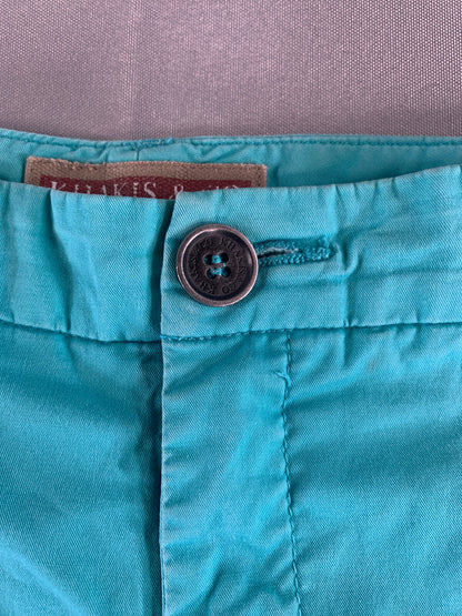 Khakis & Co Womens Chino Shorts Sz 12 Aqua Blue Flat Front Mid Rise 9" Inseam