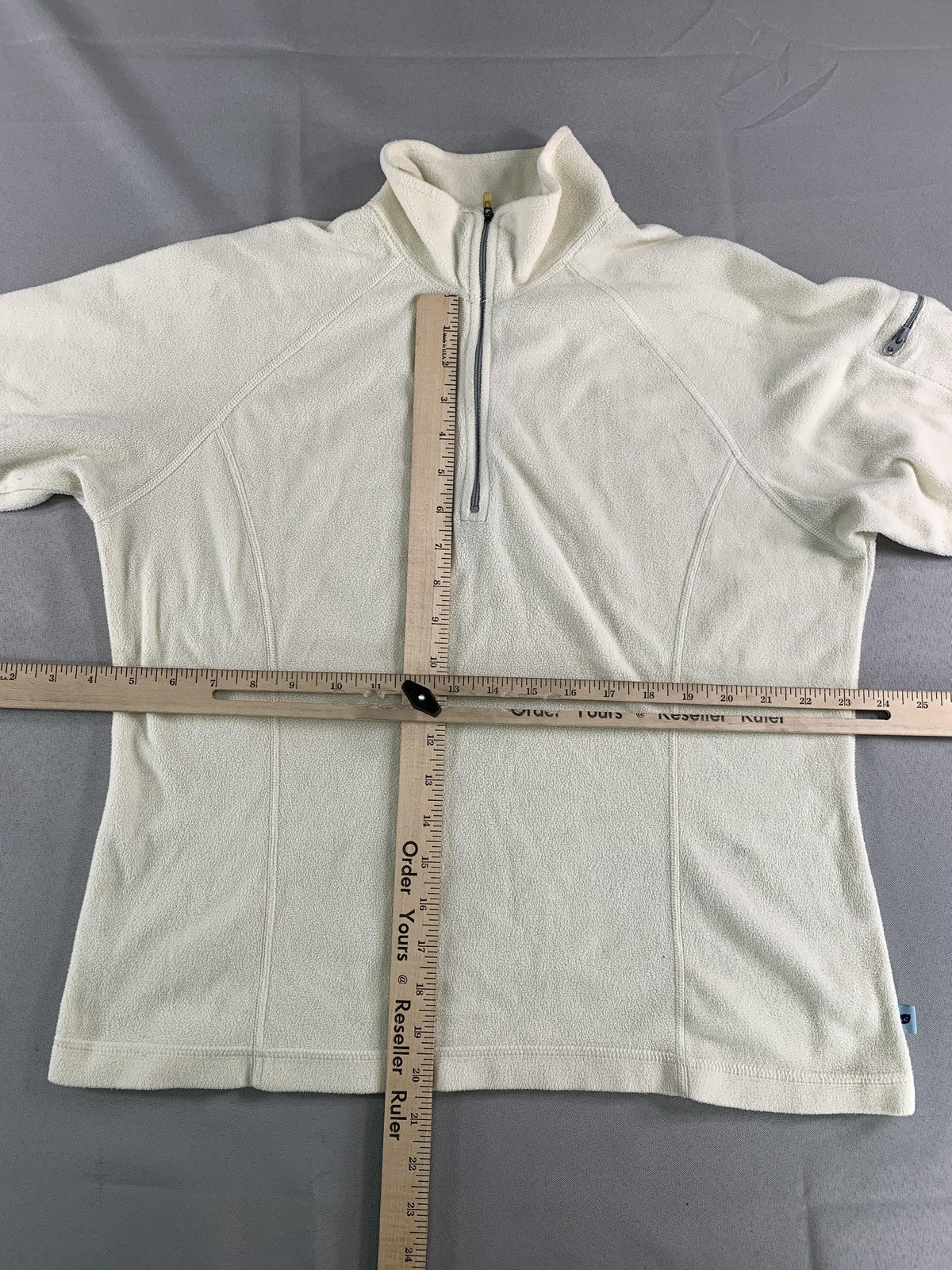 LL Bean Pullover Mens Medium Off White Fleece Half Zip Warm Lightweight Outdoors