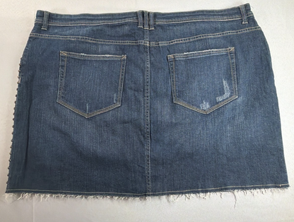 Evolution JMS Plus 3X Denim Mini Skirt Studded Side Raw Hem Distressed 22W 24W