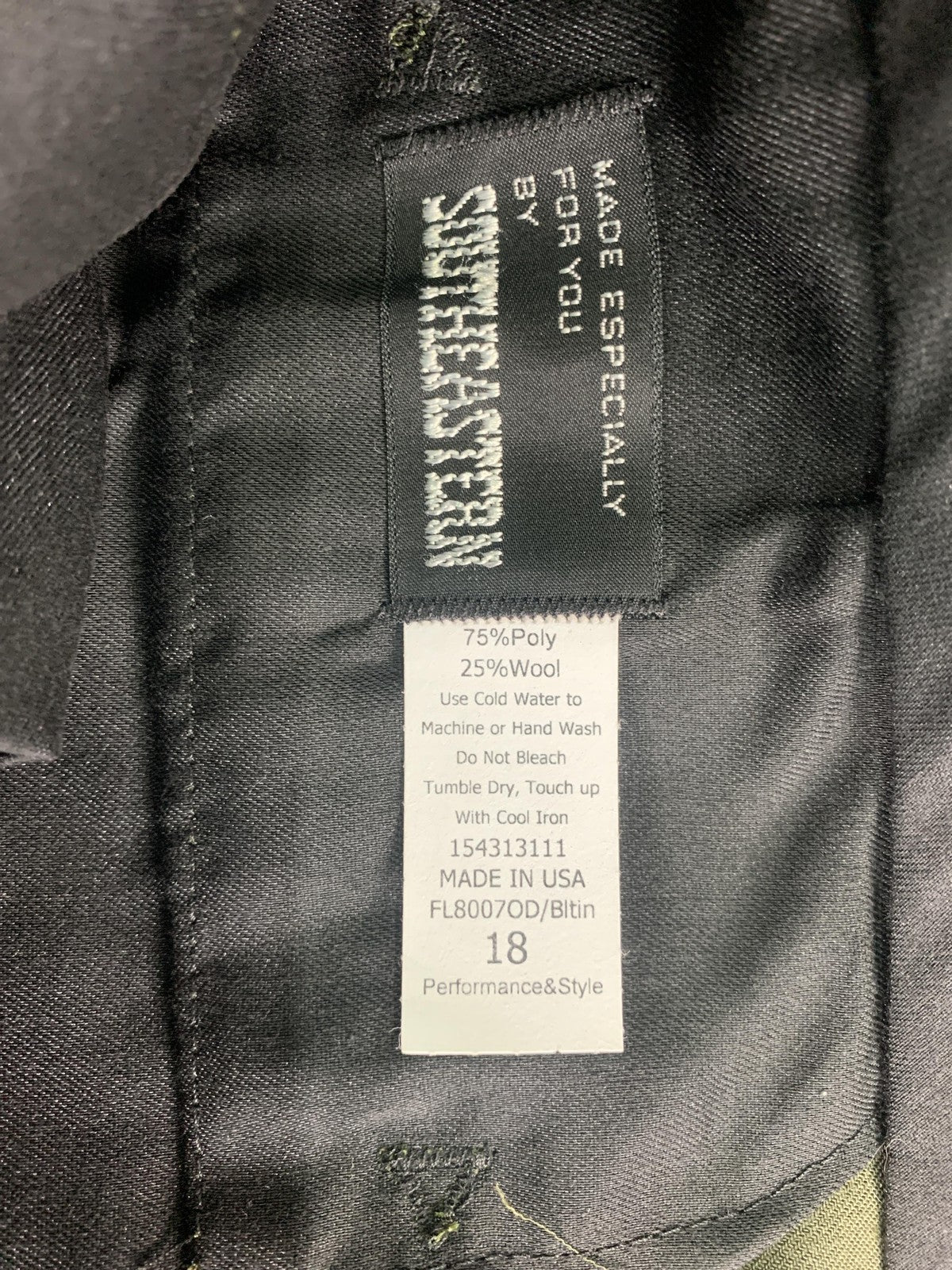 Southeastern Pants Mens 18 Olive Green Wool Blend Stripe Dress Uniform Made USA