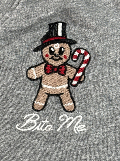 HERITAGE TORRID Gingerbread Man Tee Womens 3 Gray Embroidered Graphic Crewneck