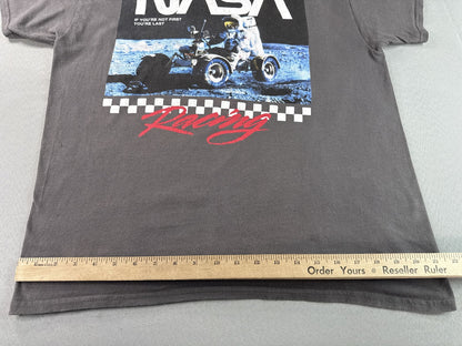 NASA Racing Graphic Tee Mens Large Gray 100% Cotton Crewneck Short Sleeve Space