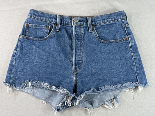 Vintage High Waisted Denim Cutoff Shorts Frayed Hem Blue Jean Summer Style