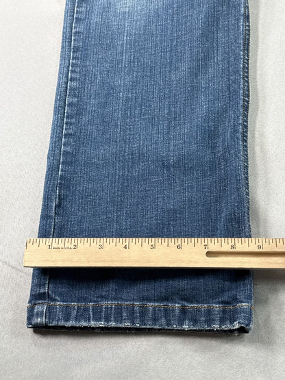 DKNY Straight Fit Jeans Womens 12 Blue Cotton Spandex Regular Mid Rise Denim Leg