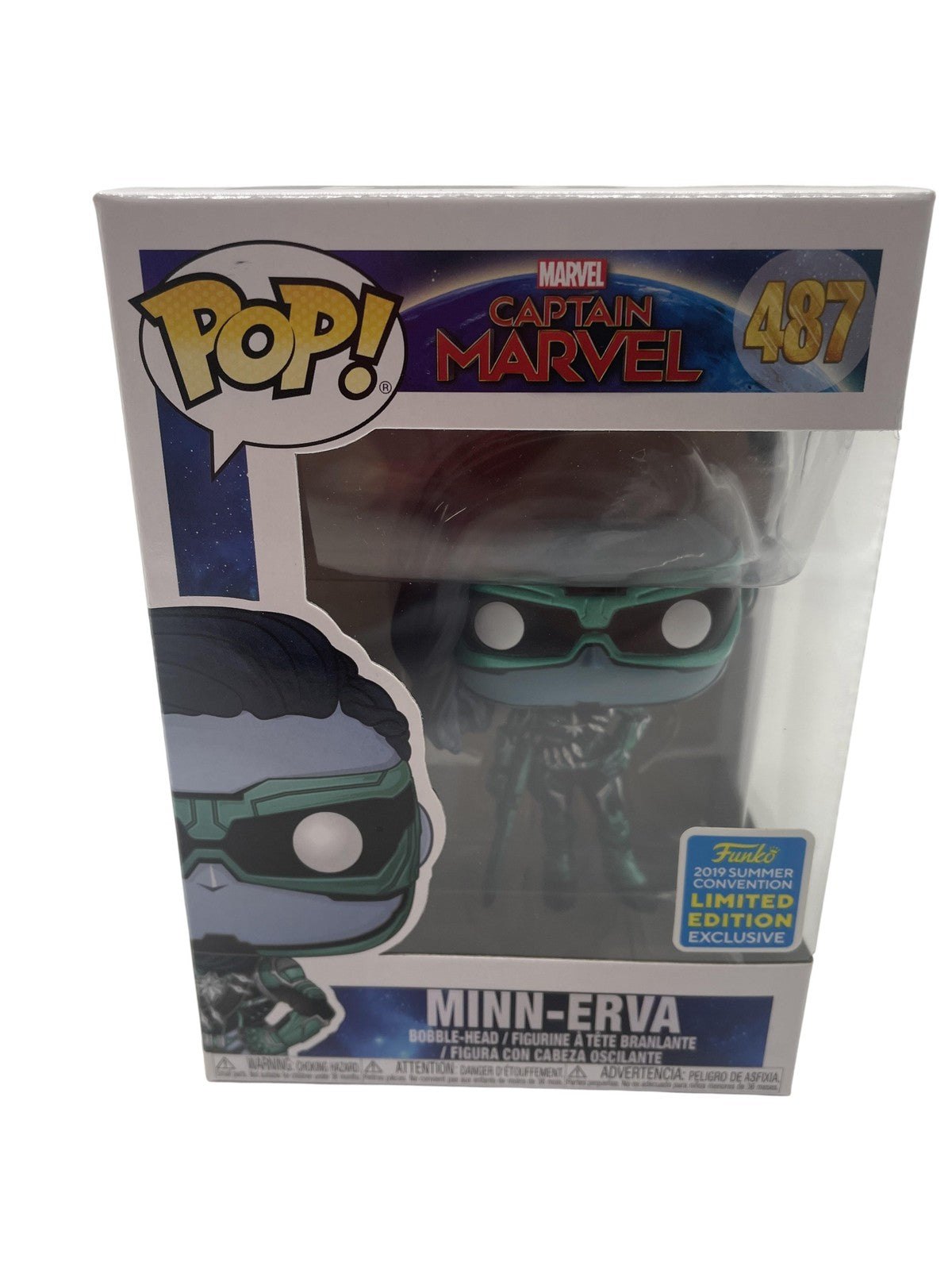 Funko Pop Captain Marvel Minn-Erva 487 2019 Summer Convention Vinyl Figure Blue