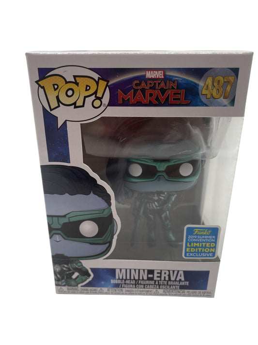 Funko Pop Captain Marvel Minn-Erva 487 2019 Summer Convention Vinyl Figure Blue