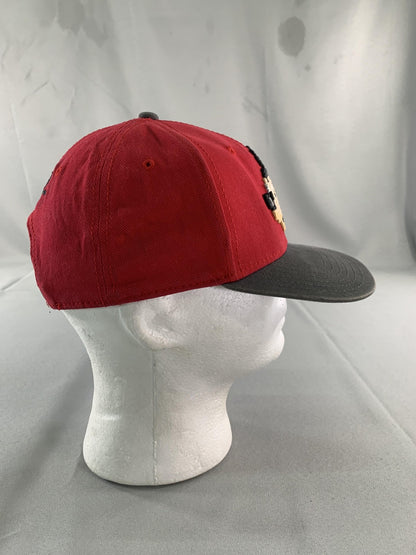 Mickey Mouse Hat Cap Snap Back Red Gray Pixel Embroidered Disney Parks Youth 100