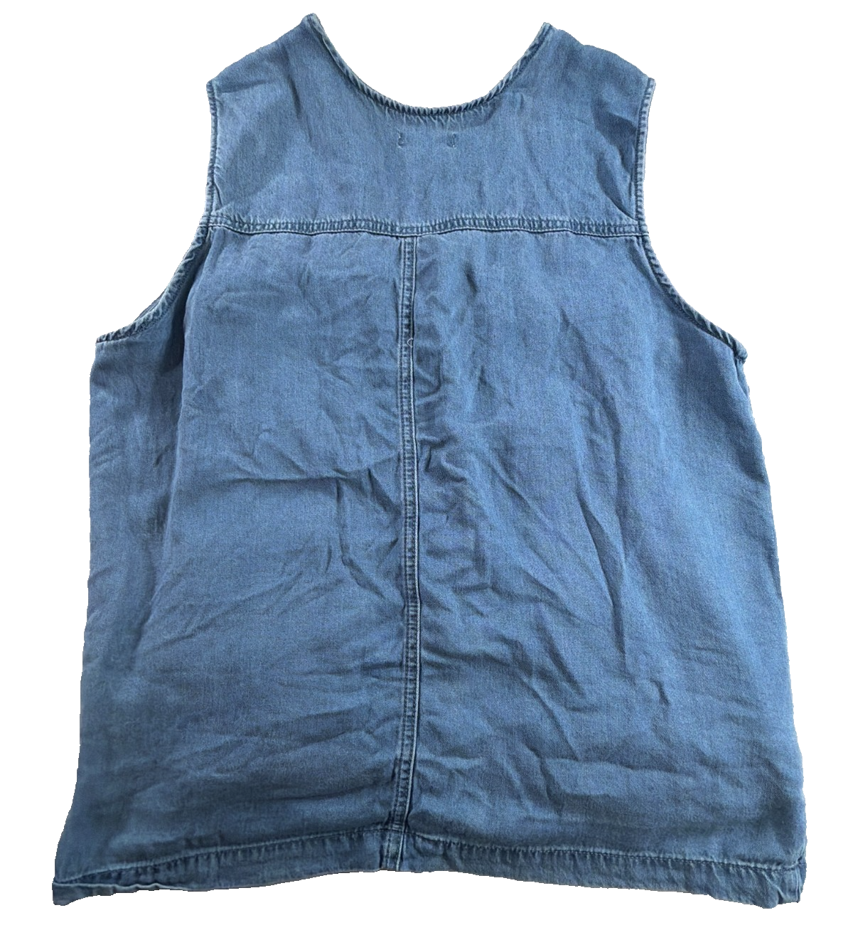 Forever 21 Denim Cargo Utility Vest Multi Pocket Zip Front Y2K Streetwear M
