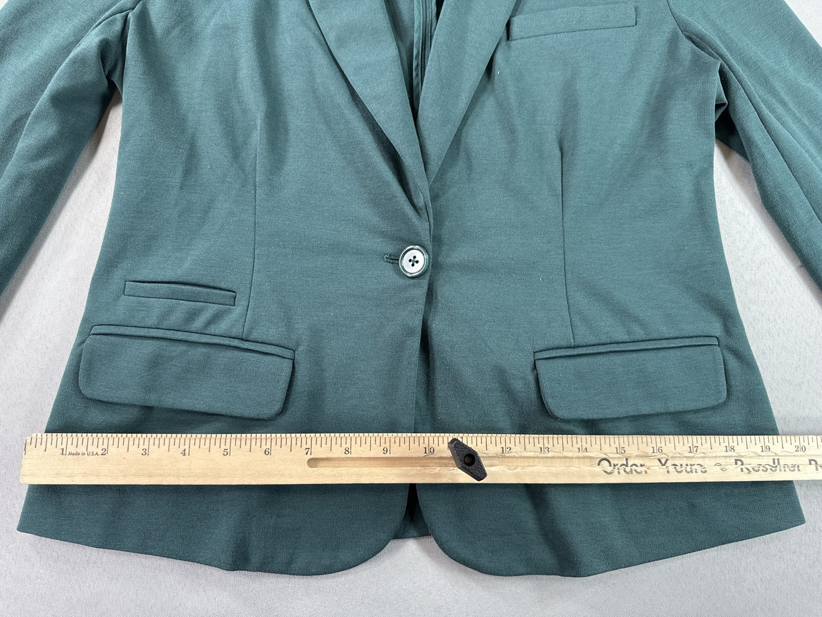 Merona Tailored Blazer M Teal Polyester Fit Notch Lapel Long Sleeve Single Solid